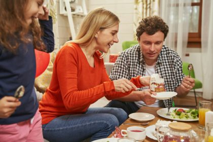 Happy family spending time together at home